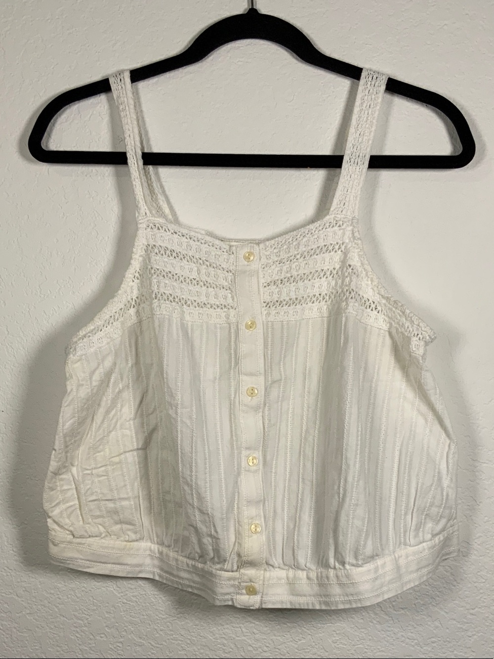Universal Thread White Crochet Yoke Button-Front Cami